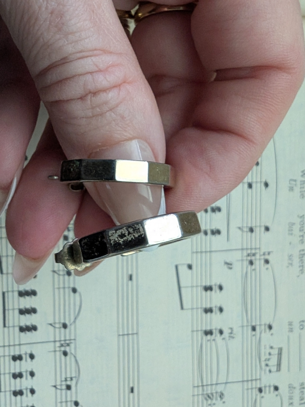 Textured Silver-Tone Rectangular Panel Hoop Earrings - Picture 3 of 6